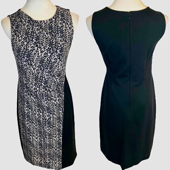NWT Ann Taylor Pink Blue Black Sleeveless Geometric Pattern Sheath Dress - Picture 1 of 8